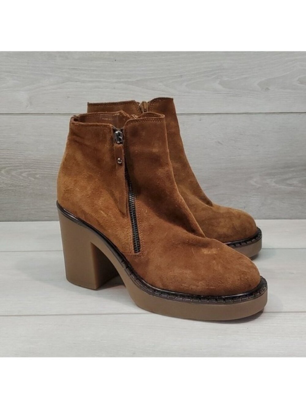 Steve Madden Women Moby Ankle Leather Platform Heels shoes boots sz 11